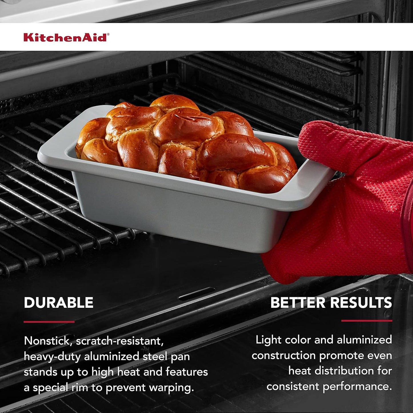 KitchenAid 9x5in Nonstick Aluminized Steel Loaf Pan, Silver