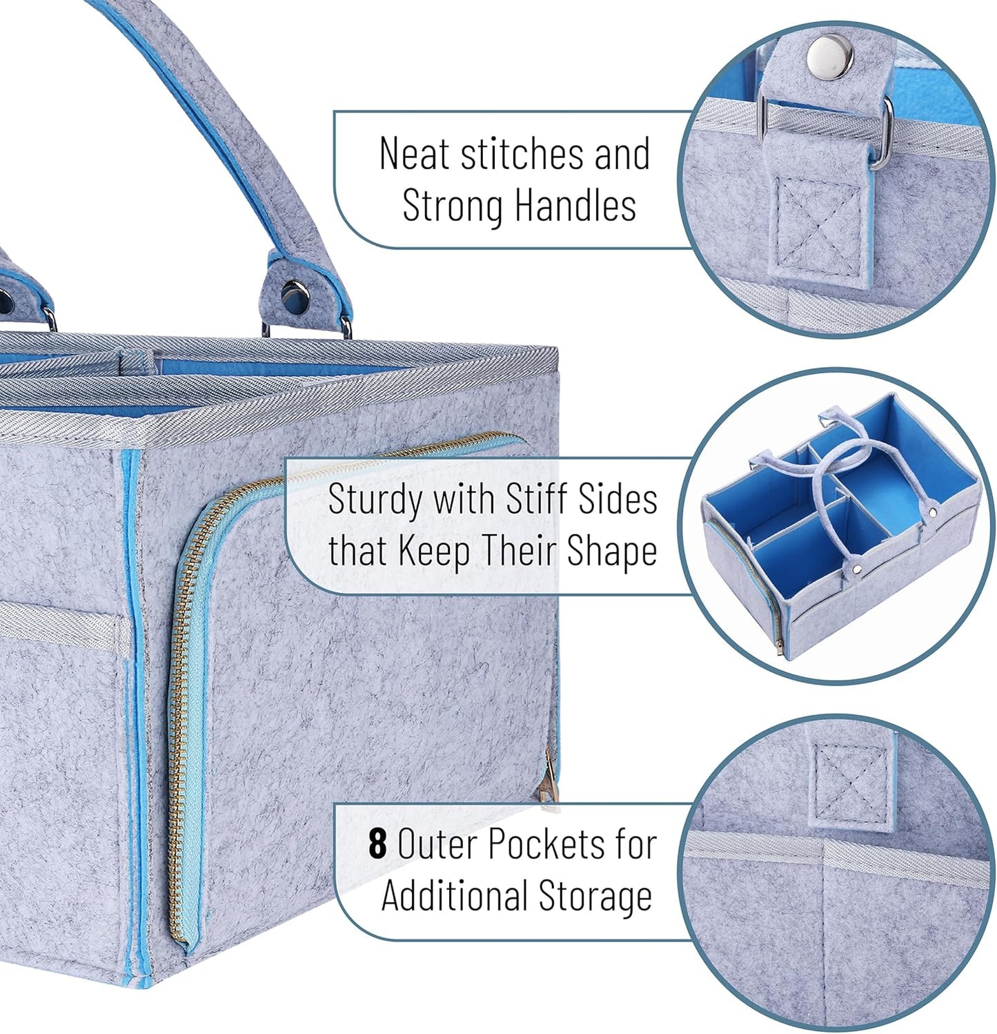 Mr. Pen- Baby Diaper Caddy Organizer, Blue Inside, Diaper Organizer, Car Diaper Caddy
