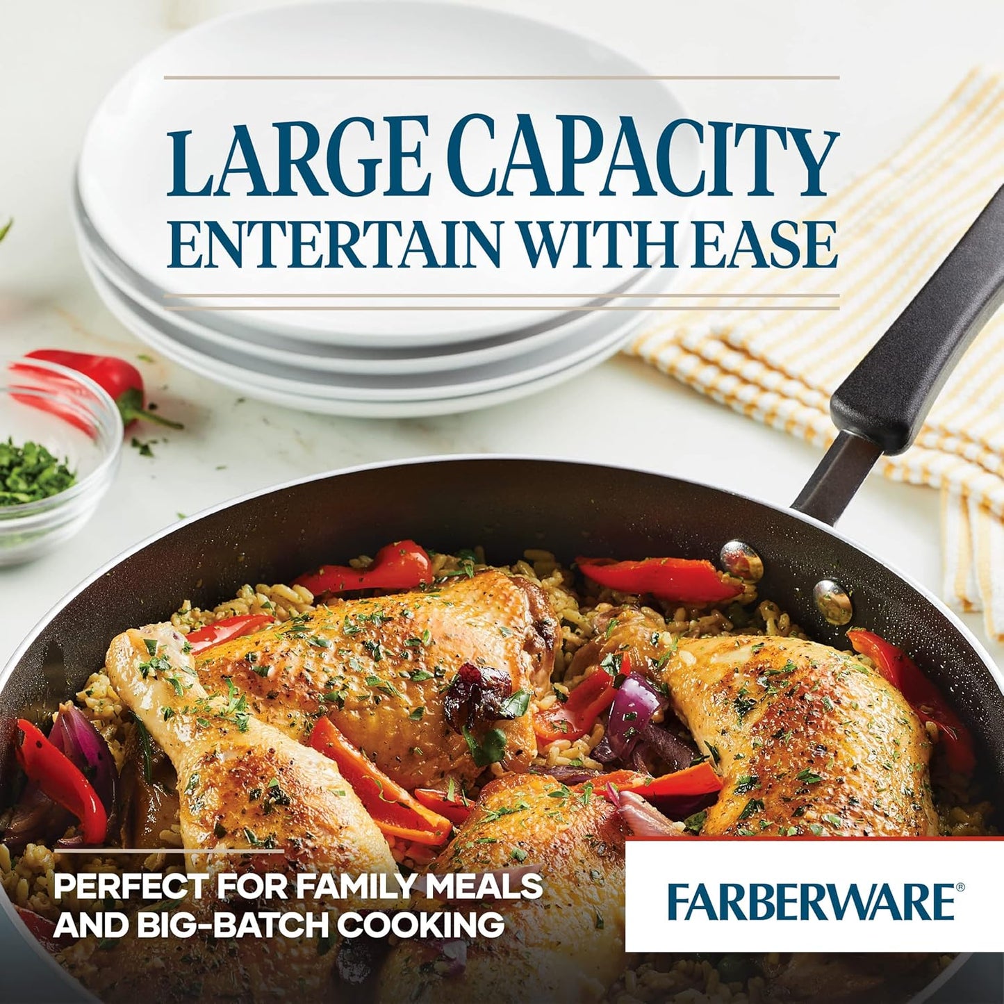 Farberware Cookstart DiamondMax Nonstick Jumbo Cooker with Lid and Helper Handle, Dishwasher Safe, 6 Quart - Aqua