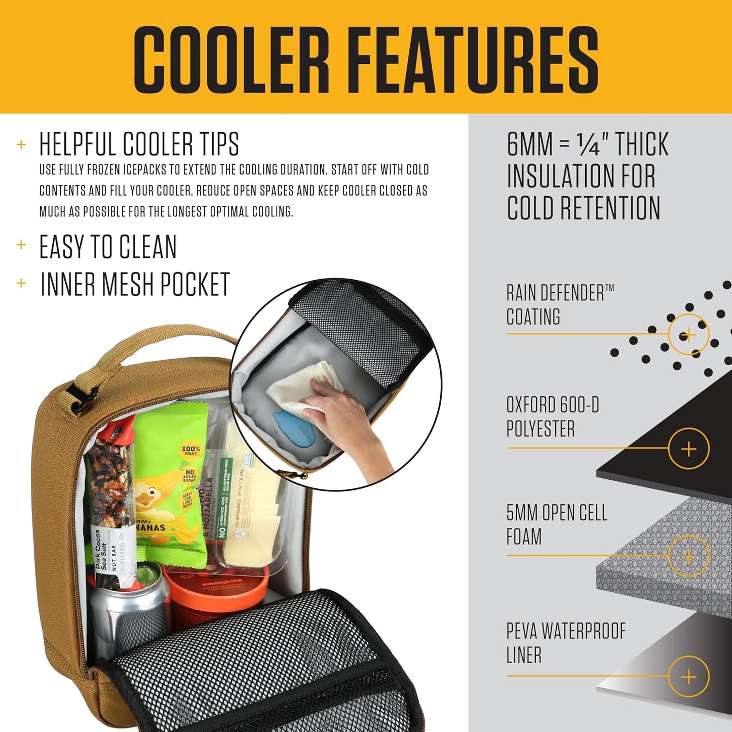 Carhartt Insulated Lunch Cooler For Men and Women, Fully Insulated Lunch Pale for Everyday Use, Seabrook