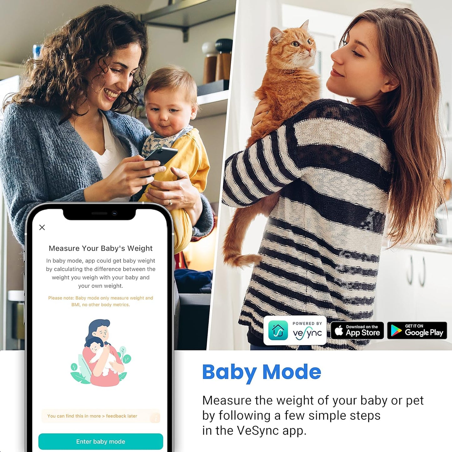 Etekcity Smart Scale for Body Weight and BMI, Bathroom Digital Electronic Weighing Scale for People, Bluetooth Free VeSync APP Connection, Rounded Corner, Accurate to 0.1lb/0.05kg, 400 lbs, Black
