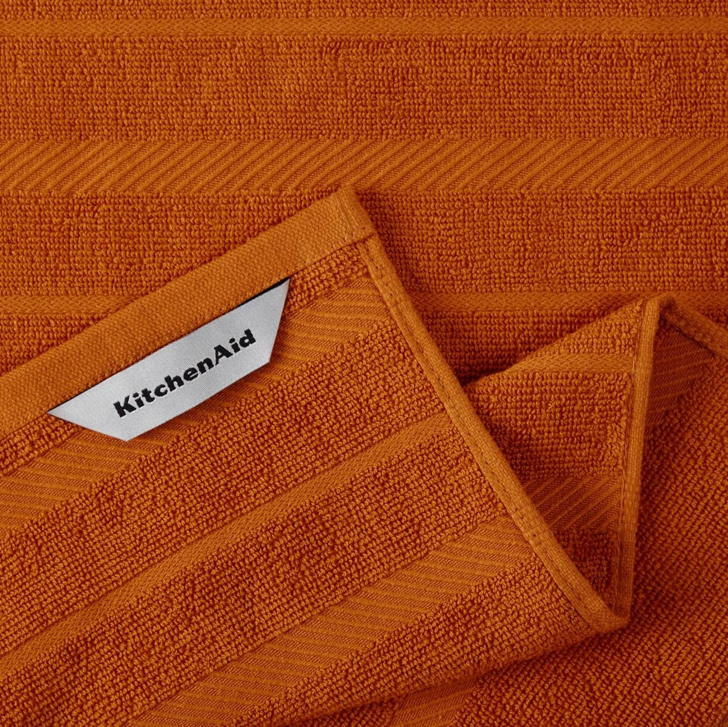 KitchenAid Albany Kitchen Towel 4-Pack Set, Honey Orange/White, 16"x26"