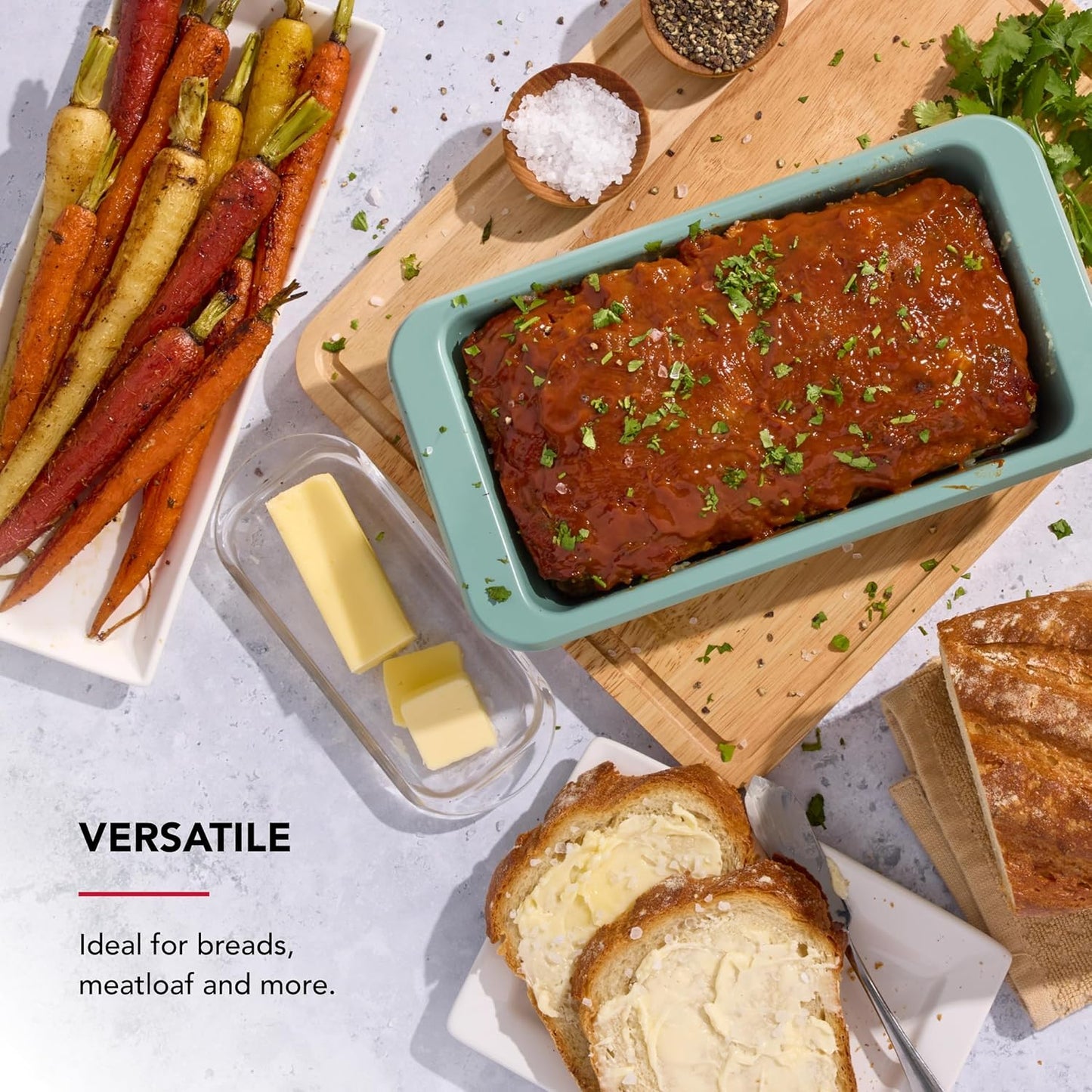 KitchenAid Nonstick Swiss Engineered Aluminized Steel Loaf Pan, Dishwasher Safe, 9 x 5 Inch, Cardamom