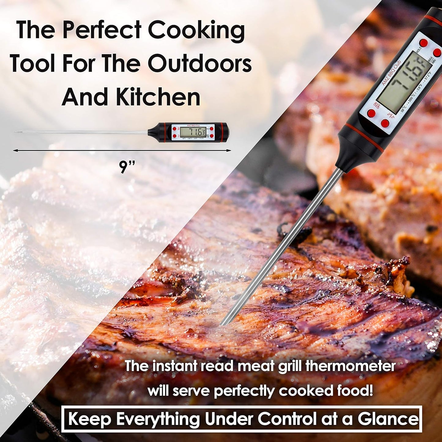 Meat Claws Bbq Grill Accessories Set - 2 Silicone Gloves, Claws For Pulled Pork, BBQ Thermometer - Perfect Smoker Accessories Grilling Tools Gift Set For (Orange Glove-Thermometer-Claw)