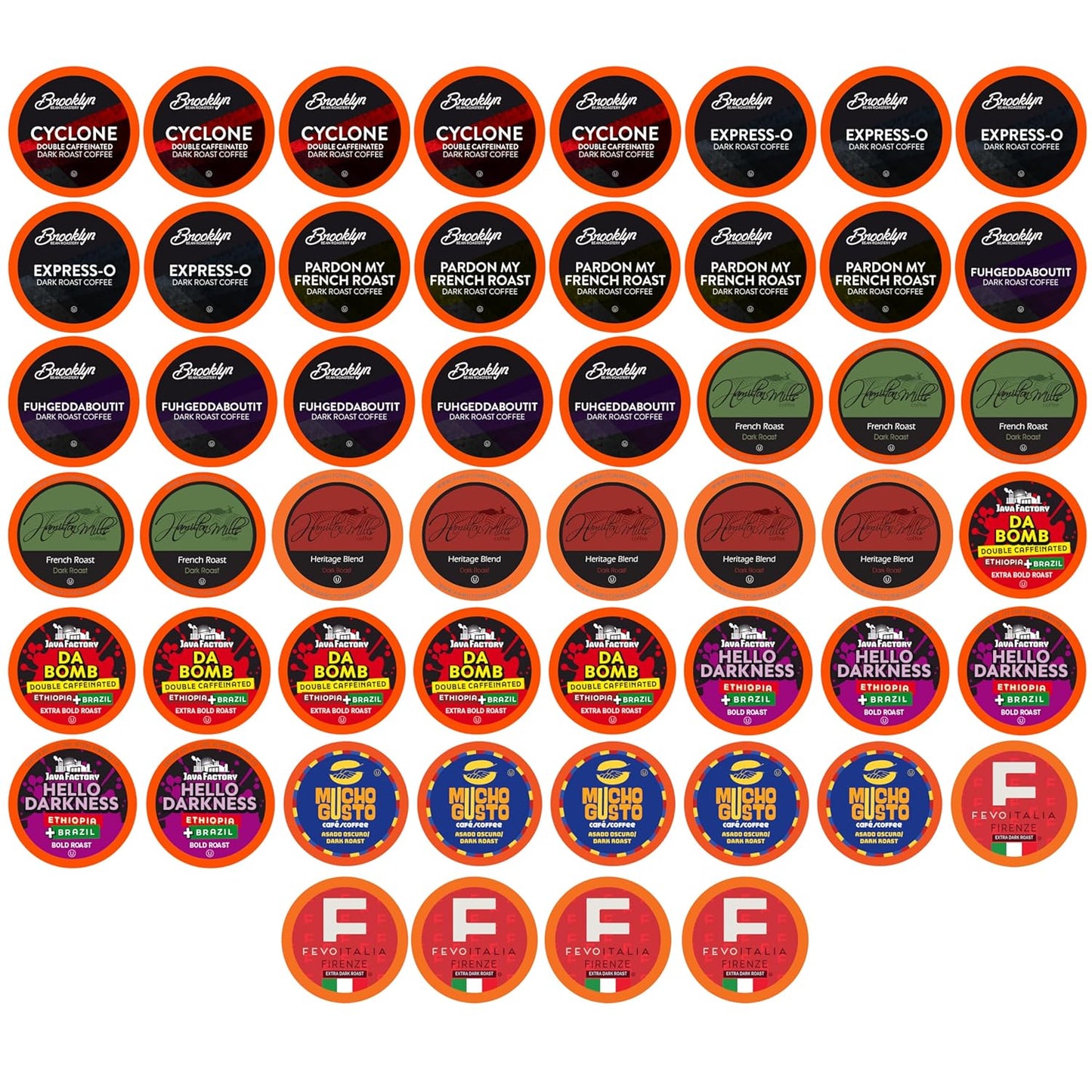 Two Rivers Coffee Dark Roast Coffee Pods Sampler Compatible with K Cup Brewers Including 2.0, Single Serve Variety Pack, 52 Count