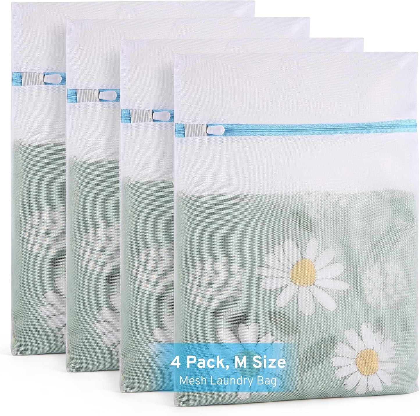 4 Pcs Mesh Laundry Bags Set for Delicates with AUTO-Lock Zipper, Lingerie Bags for Washing Delicates, Laundry Bags Mesh Wash Bags, Delicates Laundry Bag for Jeans,Blouse,Stocking,Bra(Medium,12" x 16")