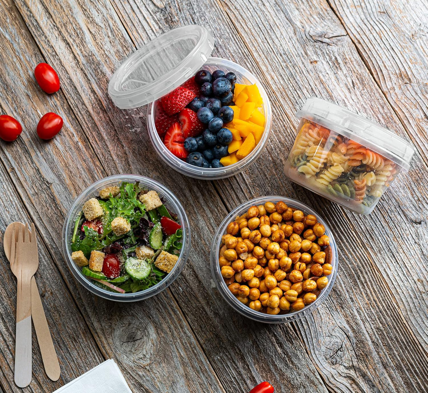 (16 Ounce 10 Pack) Clear Twist cap Containers with Screw on Lids Twist Top Food Storage Freezer Containers