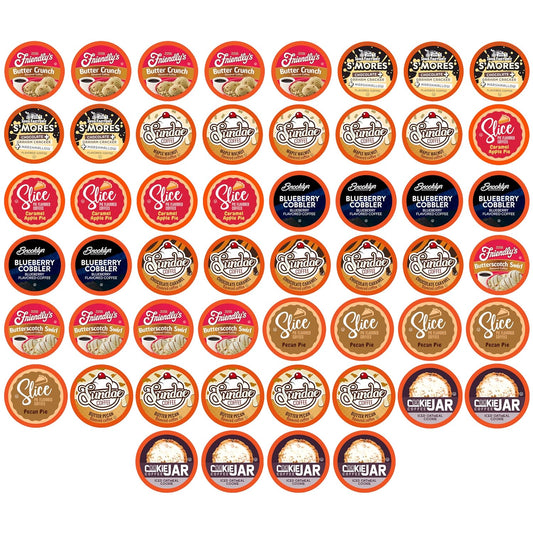 Two Rivers Coffee Dessert Coffee Pods Sampler Compatible with K Cup Brewers Including 2.0, Flavored Single Serve Variety Pack, 52 Count