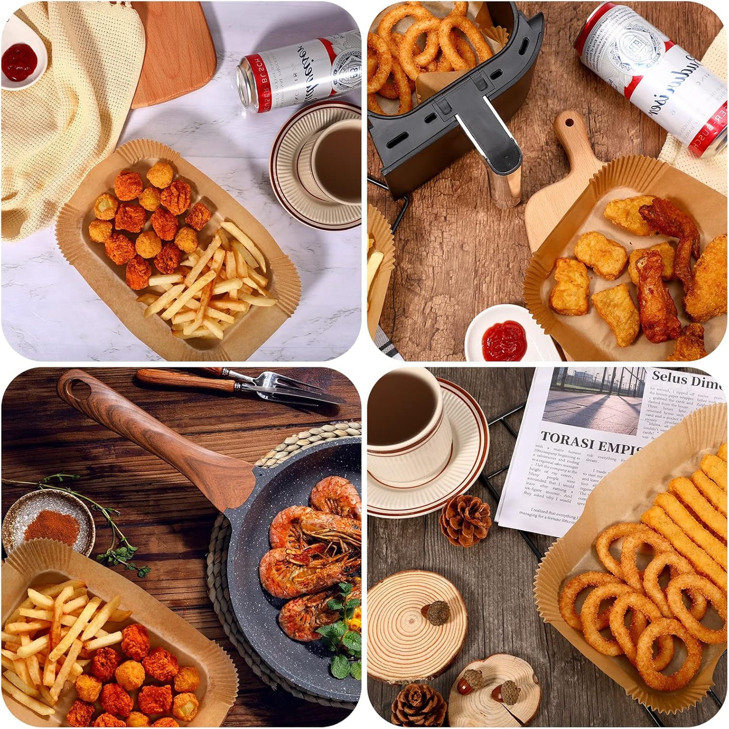 (125PCS) Air Fryer Liners, Disposable for Ninja Dual Air Fryer accessories, Parchment Paper liners rectangle 8.6''*5.5''