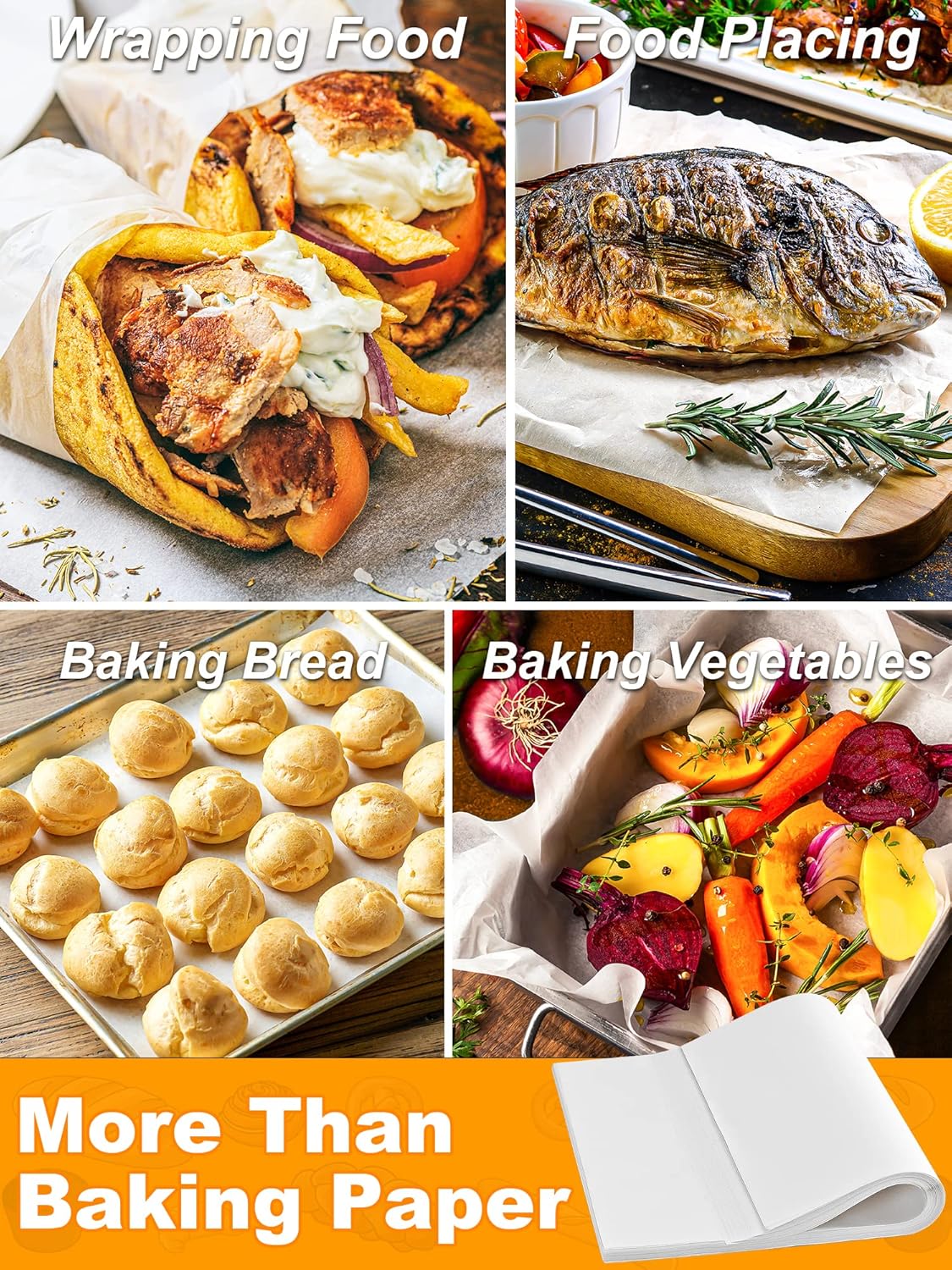 SMARTAKE 200 Pcs Parchment Paper Baking Sheets, 10x15 Inch Non-Stick Precut Baking Parchment, Suitable for Baking Grilling Air Fryer Steaming Bread Cup Cake Cookie and More (White)