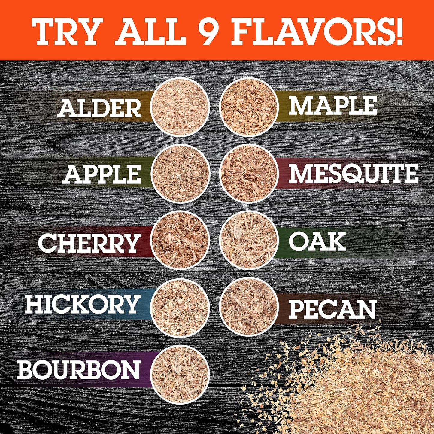 Camerons Natural Extra Fine BBQ Wood Chips - Apple, Cherry, Bourbon, Oak, Hickory, Maple, Pecan, Mesquite (8 Pints)- Sawdust Shavings for Smoking Guns, Smokers, Smoke Boxes - Barbecue Variety Gift Set