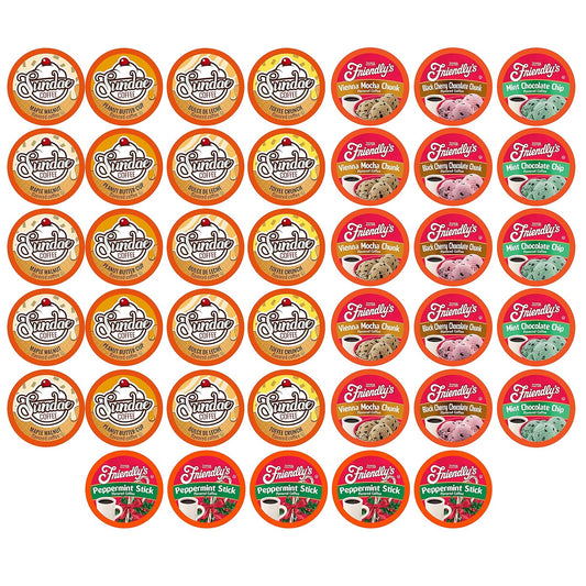 Two Rivers Coffee Ice Cream Flavored Coffee Pods, Variety Sampler Pack for Keurig 2.0 K Cup Brewers, 40 Count